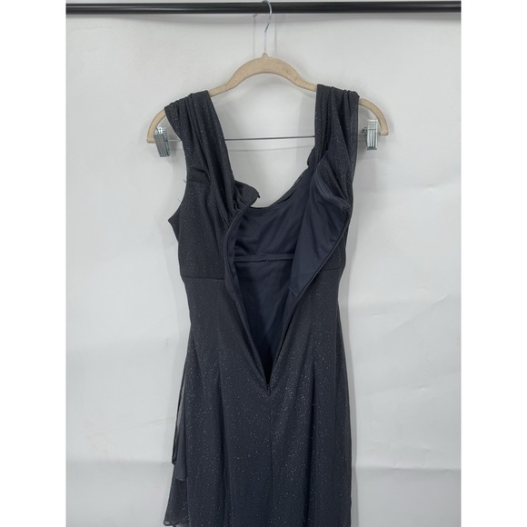 Alex Evenings Glitter Mesh Cowl Neck Cold Shoulder Maxi Dress Women 6 Grey - Picture 6 of 10